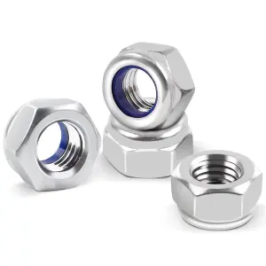 M12 Locking Nuts ( Pack of: 4 ) Nylon Insert Lock Nut Steel Zinc Plated Nyloc DIN 985