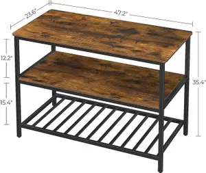 VASAGLE Kitchen Island with Spacious Countertop, Stable Steel Frame Baker Rack, Industrial Kitchen Shelf, Rustic Brown and Black