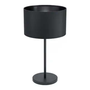 Table Desk Lamp Colour Black Shade Round Black Fabric Slim Stem Bulb E27 1x40W