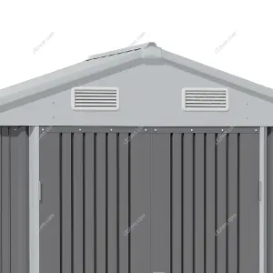 238.8cm W Grey Outdoor Garden Metal Storage Shed with Anti-Corrosion Coating, 8x6 ft