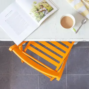 Harbour Housewares - Beech Folding Chairs - Orange - Pack of 2