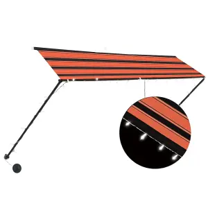 Berkfield Retractable Awning with LED 300x150 cm Orange and Brown