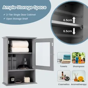 Costway Bathroom Wall Cabinet Single Door Medicine Storage Cabinet with Adjustable Shelf