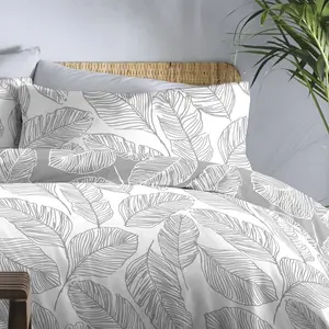 Matteo Polyester Floral Duvet Cover Set with Pillowcases Grey / Single - 1 Standard Pillowcase