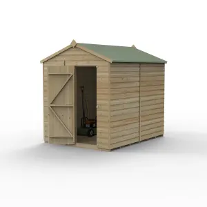 Forest Garden Beckwood Shiplap 8x6 ft Apex Natural timber Wooden Pressure treated Shed with floor - Assembly service included