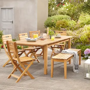 GoodHome Denia Natural Wooden 6 seater Rectangular Table