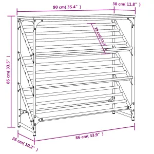 Shoe Rack Smoked Oak 90x30x85 cm Engineered Wood