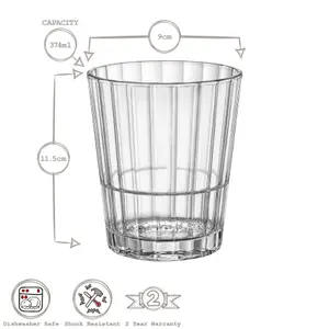 Bormioli Rocco - Oxford Bar Stacking Double Whisky Glasses - 374ml - Clear - Pack of 6