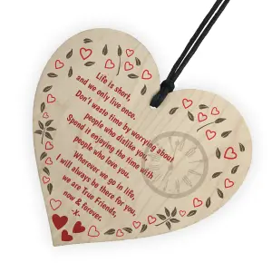 Red Ocean True Friends Now Forever Wooden Hanging Heart Plaque