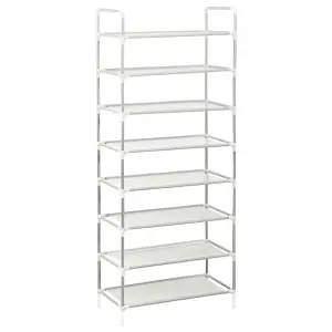 Shoe Rack with 8 Shelves Metal and Non-woven Fabric Silver