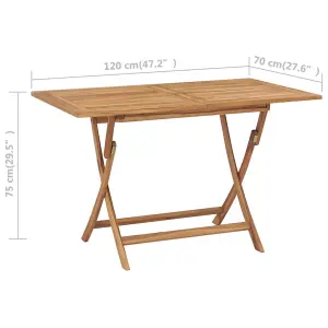 Berkfield Folding Garden Table 120x70x75 cm Solid Teak Wood