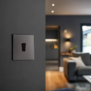 BG Evolve 20A Single Wall Light Switch, 2 Way, Screwless, Black Chrome