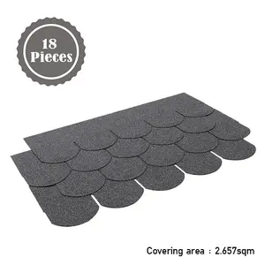 18Pcs Grey Mosaic Asphalt Shingles Bitumen Roofing L 1m x W 333mm x T 2.7mm