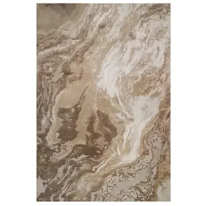 Natural Warm Beige Modern Textured Marble Area Rug 60x110cm