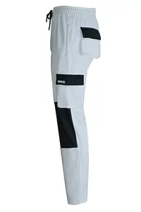 MS9 Mens Painters Fleece Decorators Combat Cargo Work Trousers Pants Joggers H10, White - XL