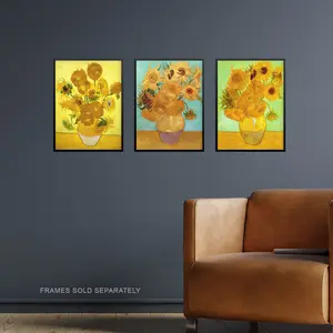 Ablah Sunflowers Collection Paintings by Vincent Van Gogh - 3 Piece No Frame Print 29.7" H x 21" W x 0.4" D