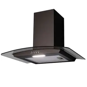 SIA CGH60BL 60cm Black Curved Glass Chimney Cooker Hood Kitchen Extractor Fan