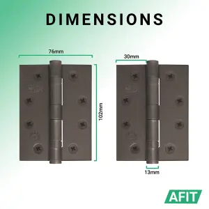 AFIT Dark Bronze Door Hinges - 4 Inch / 102mm  Internal Fire Door Hinges - 4 Pairs