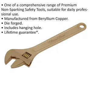 250mm Non-Sparking Adjustable Wrench with 30mm Jaw Capacity - Durable Beryllium Copper Tool