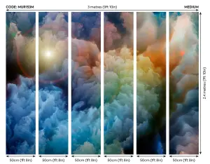 Origin Murals Swirling Multicoloured Clouds Matt Smooth Paste the Wall Mural 300cm wide x 240cm high