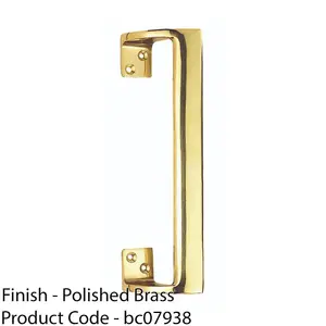 Cranked Oval Grip Door Pull Handle 305mm Length 53mm Proj Polished Brass