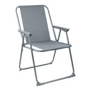 Harbour Housewares - Folding Metal Beach Chairs - Grey - Pack of 6