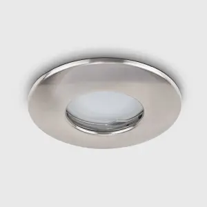 ValueLights Downlight Fire Rated IP65 Brushed Chrome Ceiling Light Fitting 6 Pack