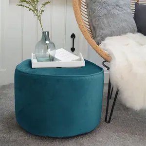 rucomfy Velvet Pouffe Beanbag - Teal