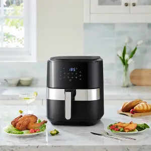 8L Touch Control Kitchen Air Fryer with Display and Timer, Black