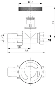 KeenFix Telford Straight Radiator Valves: Brushed Brass