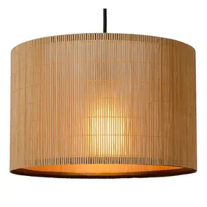 Lucide Magius Scandinavian Bar Pendant Light - 3xE27 - Light Wood