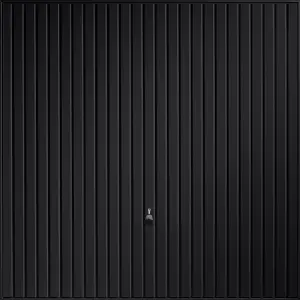 Regency Standard size Vertically ribbed Black Up & over Unglazed Garage door, (H)2134mm (W)2438mm