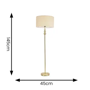 ValueLights Marissa Gold Stacked Ball Floor Lamp with Natural Drum Shade - LED Bulb Included