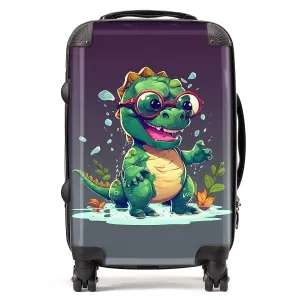 Happy Dino In A Puddle Suitcase - Cabin