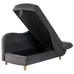 Right Hand Velvet Chaise Lounge with Storage Dark Grey MERI II