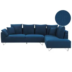 Corner Sofa LUNNER Navy Blue Corduroy Left Hand