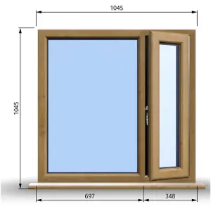 1045mm (W) x 1045mm (H) Wooden Stormproof Window - 1/3 Right Opening Window - Toughened Safety Glass