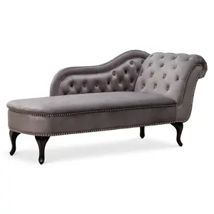 Left Hand Chaise Lounge in Velvet Dark Grey