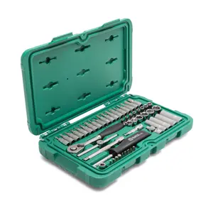 Sata 52Pc 1/4 Drive 6 Point Metric Socket Set Ratchet With Quick Release