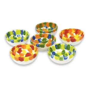 Petalo Hand Painted Ceramic Tapas Bowls Mixed Set of 6 x 9cm