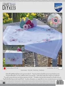 EMB T/RUN P/FLOWERS - Embroidery Kit: Table Runner: Pastel Flowers - Vervaco