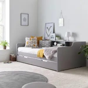 Tyler Grey Guest Bed And Trundle With Memory Foam Mattresses