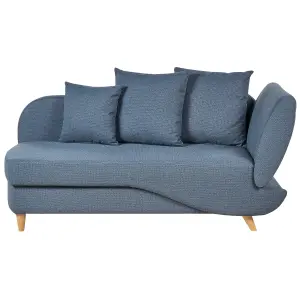 Right Hand Fabric Chaise Lounge with Storage Blue MERI II