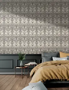 Hoopla Walls Forest Rabbit Charcoal Grey Smooth Matt Wallpaper