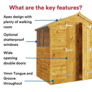 BillyOh Master Tongue and Groove Apex Wooden Shed - 8x6 - Windowed