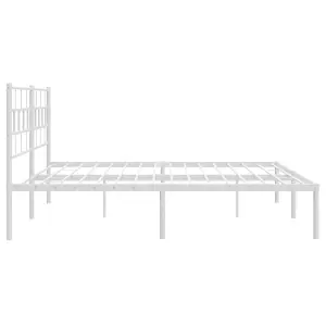 Berkfield Metal Bed Frame with Headboard White 200x200 cm