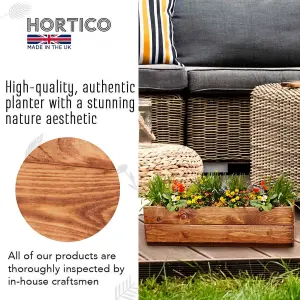 Set of 2 HORTICO™ Wooden Planter, 51cm Long Window Box, Garden Trough Planter, Outdoor Plant Pot Made in the UK H16 L51 W18 cm, 8L