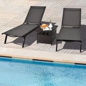 Costway Rattan Wicker Square Side Table Outdoor Garden Coffee Table w/ Umbrella Hole