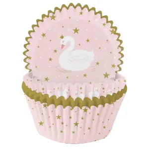 Creative Party Swan Muffin and Cupcake Cases (Pack of 75) Pink/Gold (One Size)