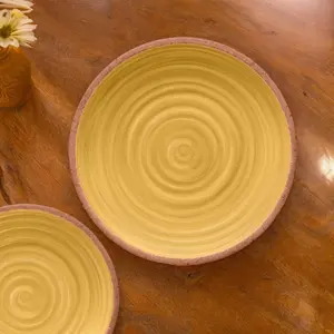 Purely Home Rustic Swirl Yellow Melamine 24 Piece Outdoor Dinnerware Set for 8